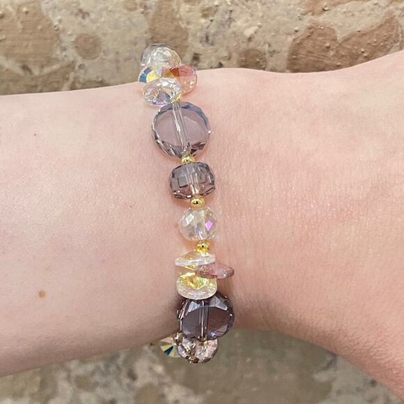 Purple Heart Swarovski Beaded Bracelet - Picture 9 of 10